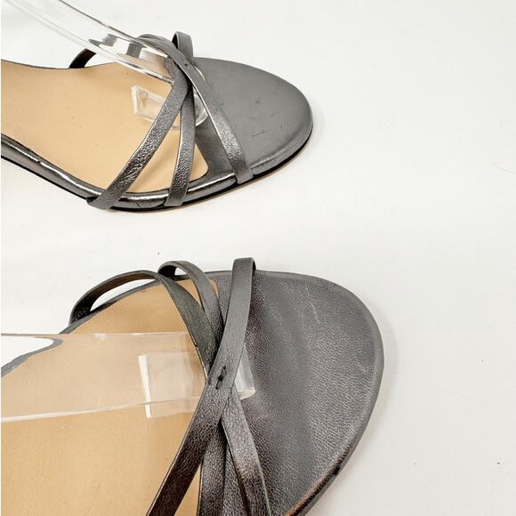 Stuart Weitzman Starla 80 Ankle Strap Leather Heel Gunmetal Gray Silver US 8 - Picture 3 of 12